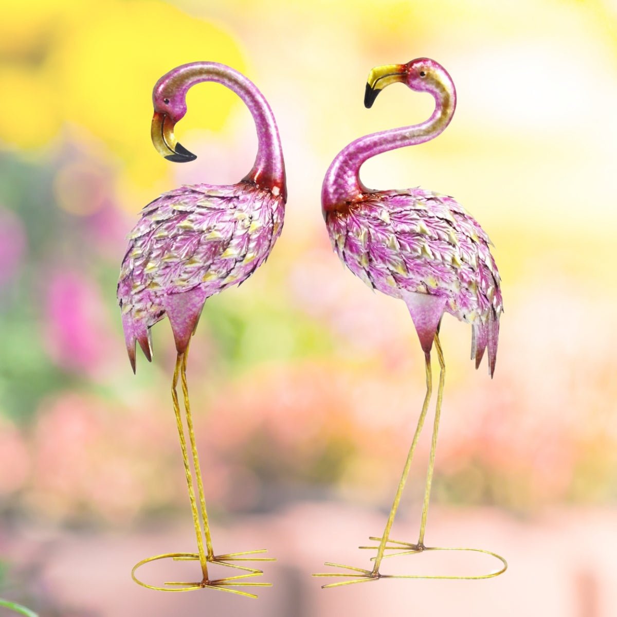 63cm Pink &amp; Gold Garden Flamingo 2 Asstd - Oldboy&