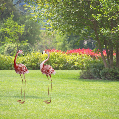 90cm Standing Metal Garden Flamingo (Set of 2, Assorted) - Oldboy&