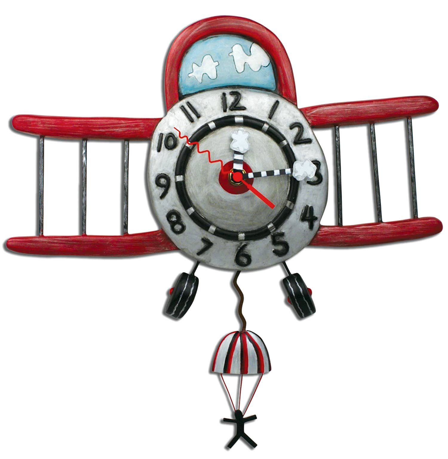 Airplane Jumper Clock | Hand - Painted Aviation - Themed Wall Clock - Oldboy&