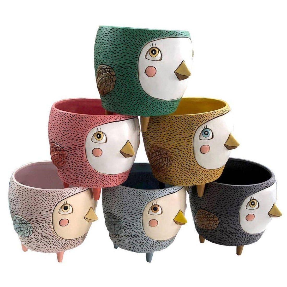 Baby Birdie Mix Planters | Hand - Painted Polyresin Planters - Oldboy&