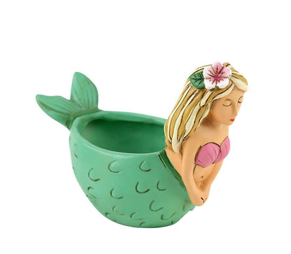 Baby Mermaid Planter | Hand - Painted Polyresin Planter with Drainage - Oldboy&