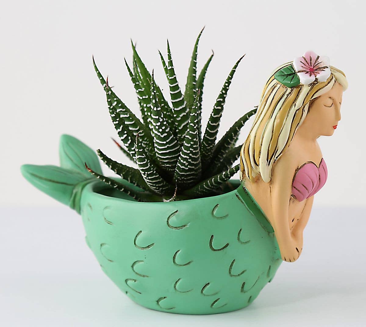 Baby Mermaid Planter | Hand-Painted Polyresin Planter with Drainage ...