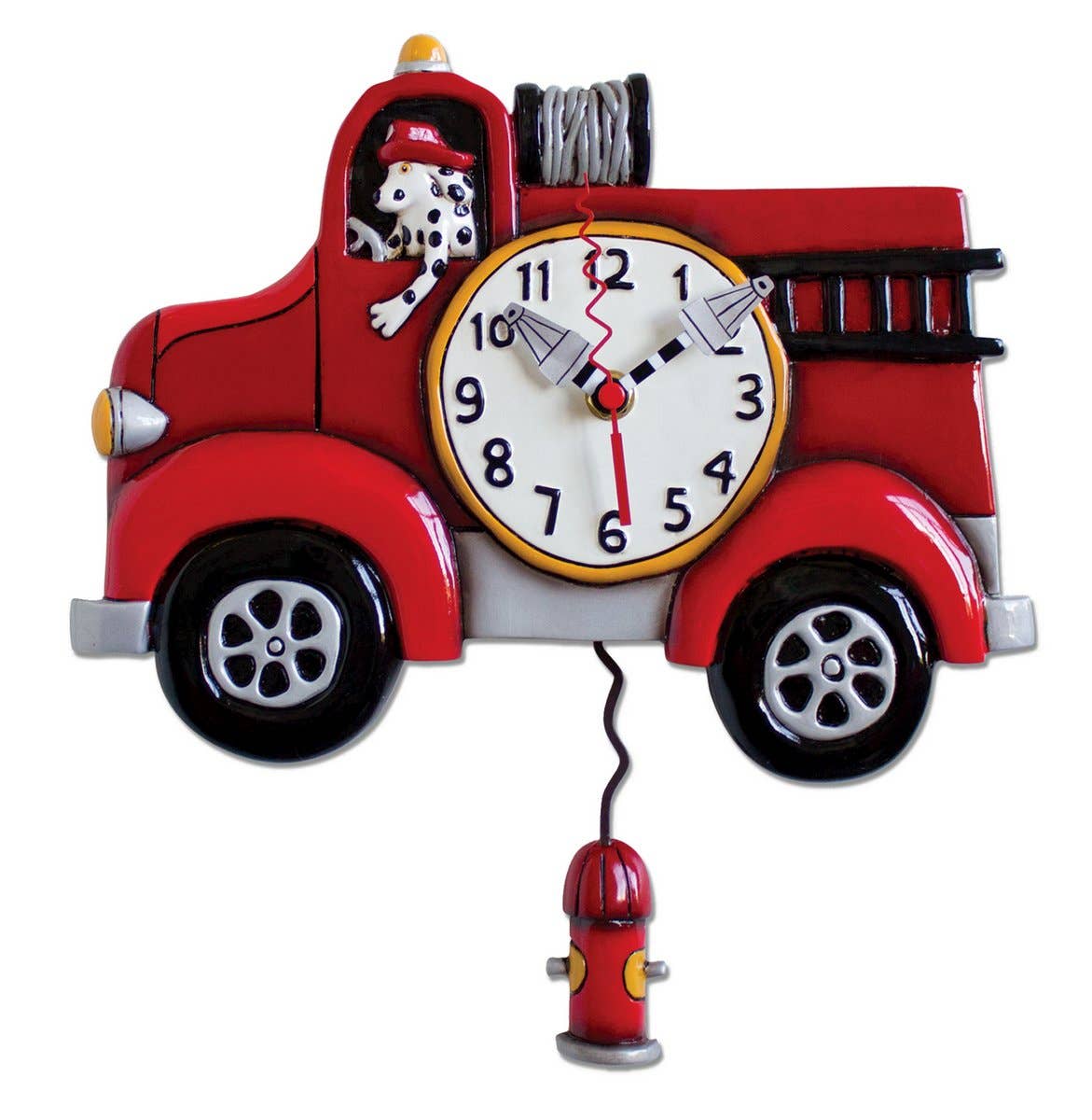 &quot;Big Red&quot; Clock | Unique Hand - Painted Clock With Hydrant Pendulum - Oldboy&