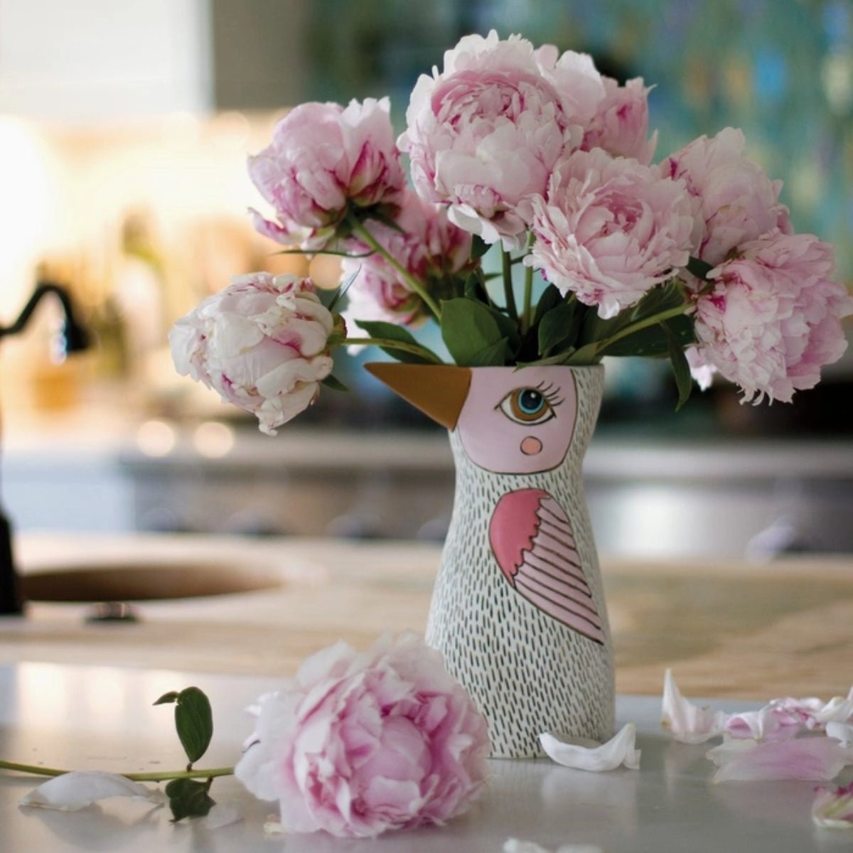 Bird White Vase &amp; Watering Can - Hand - Painted, Multifunctional Decor - Oldboy&