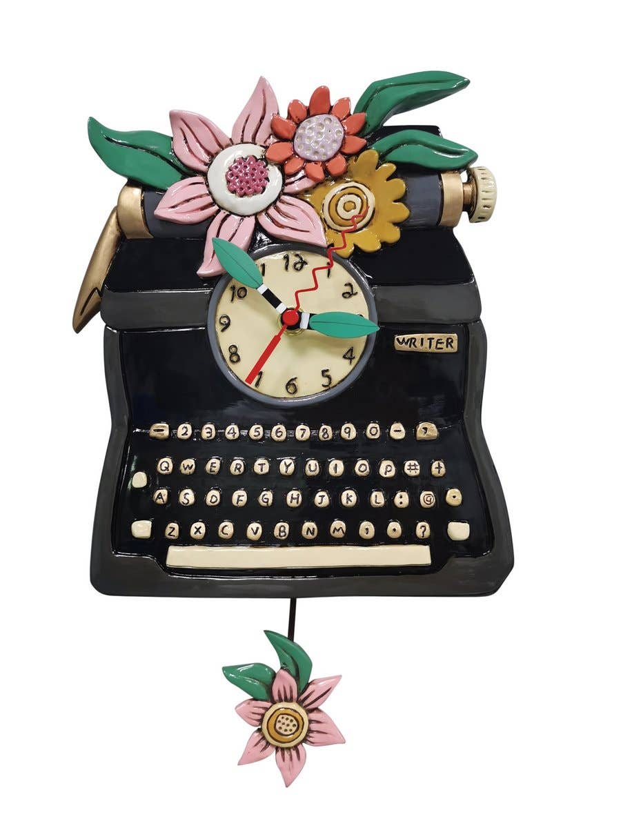 &quot;Black Vintage Writer&quot; Clock | Unique Hand - Painted Clock With Pendulum - Oldboy&