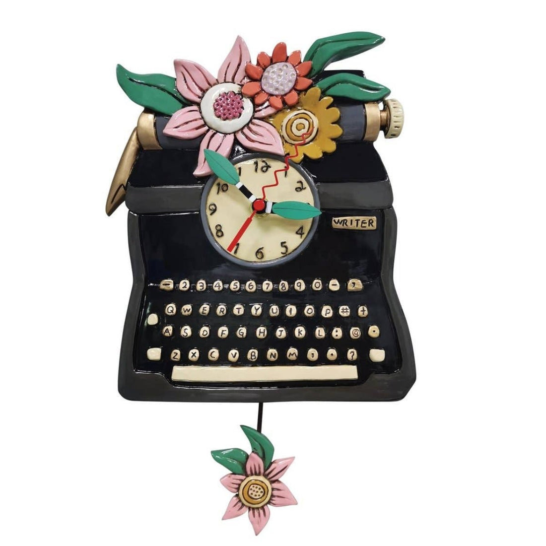 &quot;Black Vintage Writer&quot; Clock | Unique Hand - Painted Clock With Pendulum - Oldboy&