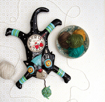 Craft Attack&quot; Cat Clock | Unique Hand - Painted Cat Timepiece - Oldboy&