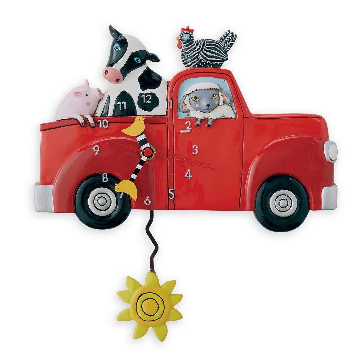 &quot;Farm Truck&quot; Clock | Hand - Painted Farm Animal Clock with Pendulum - Oldboy&