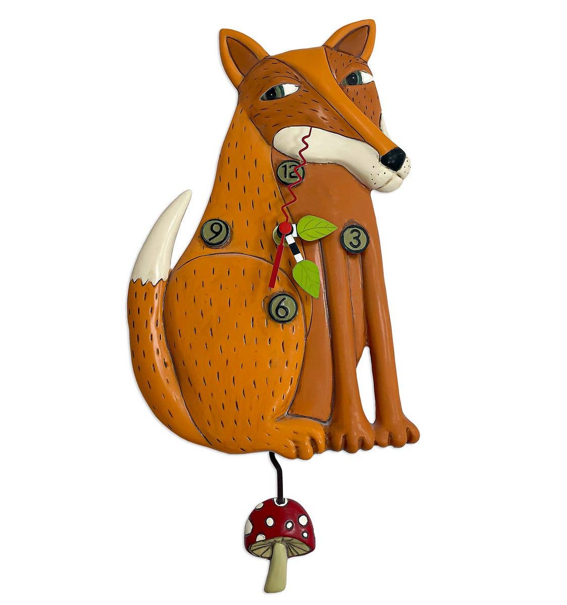 &quot;Foraging Fox&quot; Clock | Hand - Painted Farm Animal Clock with Pendulum - Oldboy&