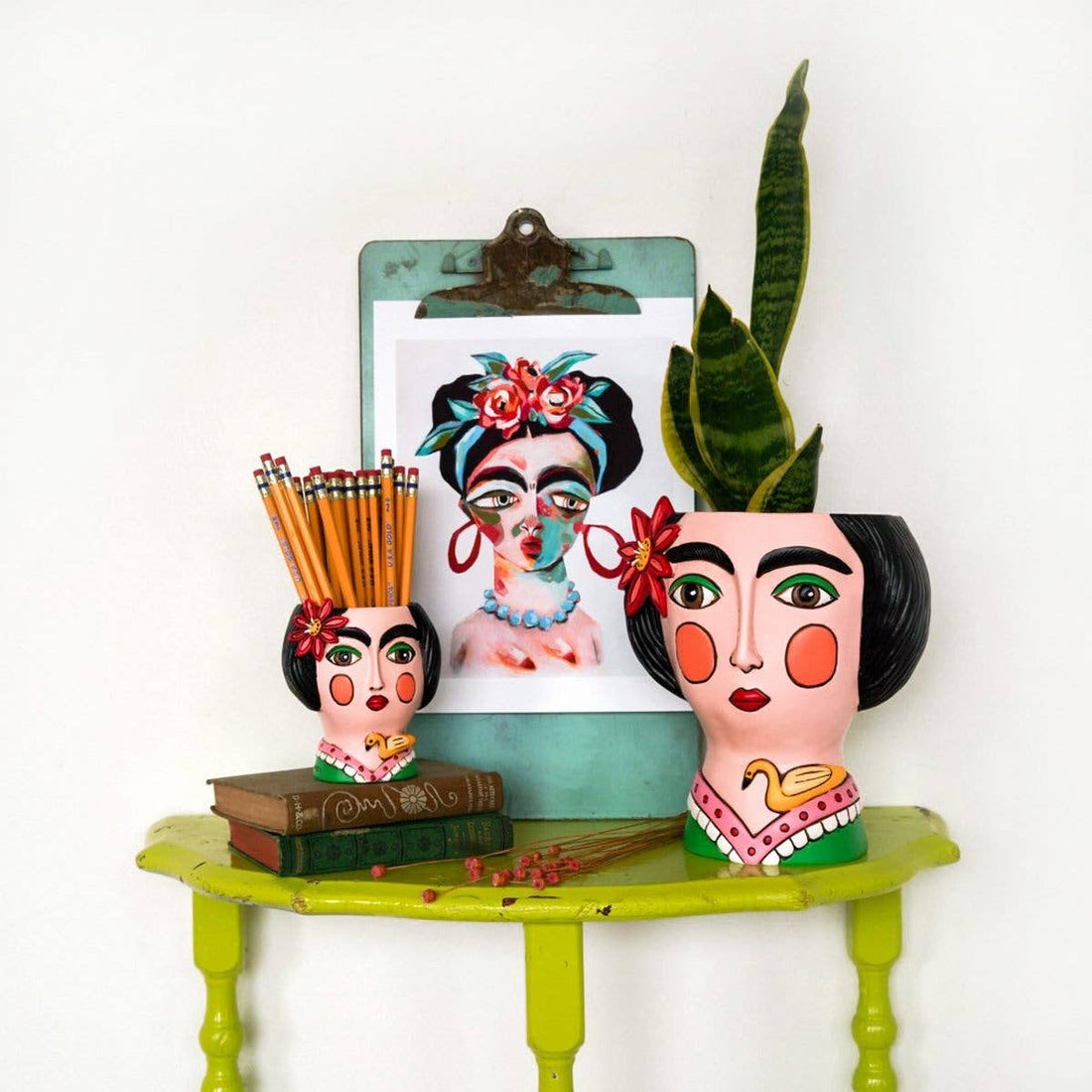 Frida Large Planter | Hand - Painted Polyresin Planter with Drainage - Oldboy&