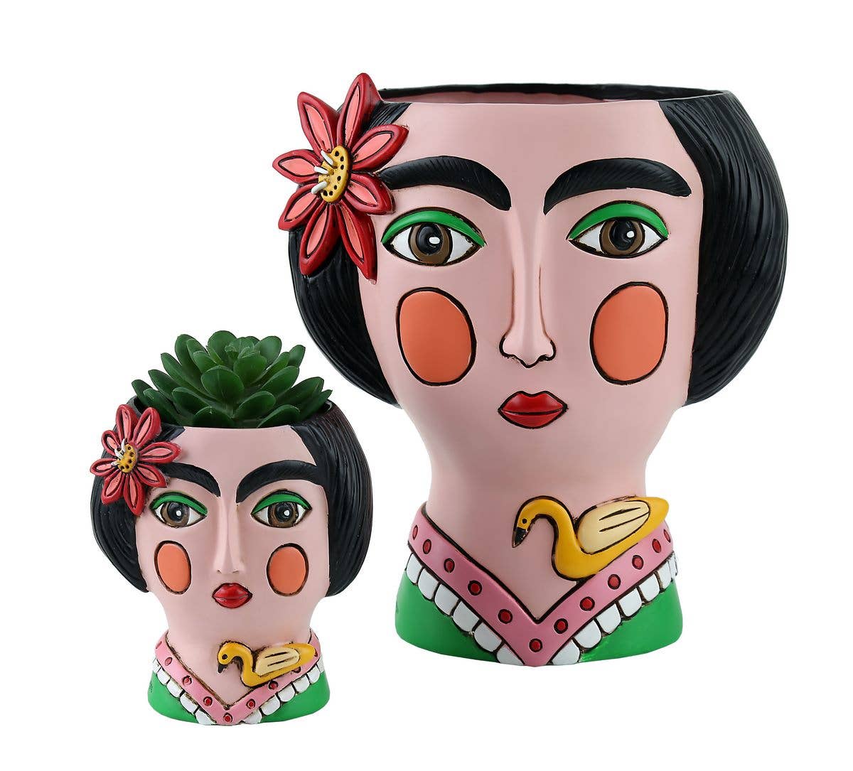 Frida Large Planter | Hand - Painted Polyresin Planter with Drainage - Oldboy&