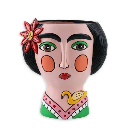 Frida Large Planter | Hand - Painted Polyresin Planter with Drainage - Oldboy&