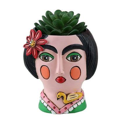 Frida Planter | Hand - Painted Polyresin Planter with Drainage - Oldboy&