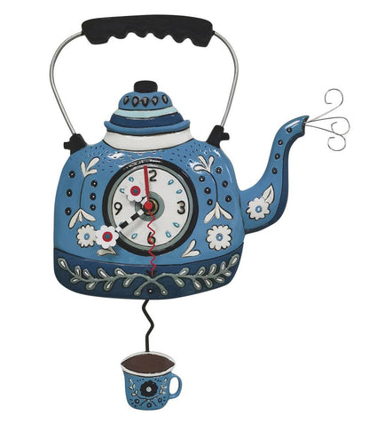 &quot;Kettle Blue&quot; Clock | Hand - Painted Vintage - Inspired Wall Clock - Oldboy&