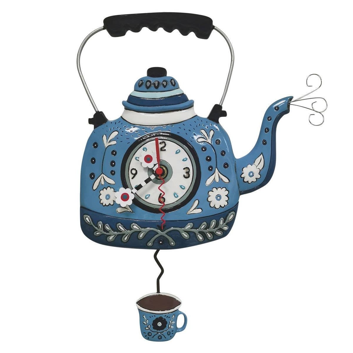 &quot;Kettle Blue&quot; Clock | Hand - Painted Vintage - Inspired Wall Clock - Oldboy&