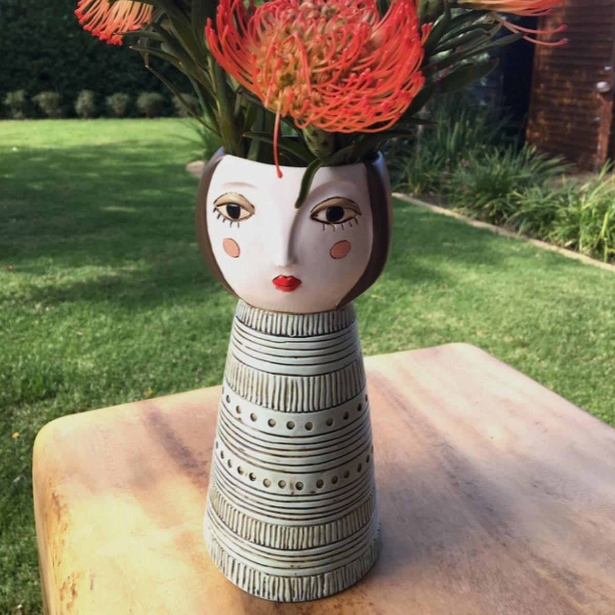 Lady Brunette Planter - Vase - Handcrafted Polyresin Decor - Oldboy&