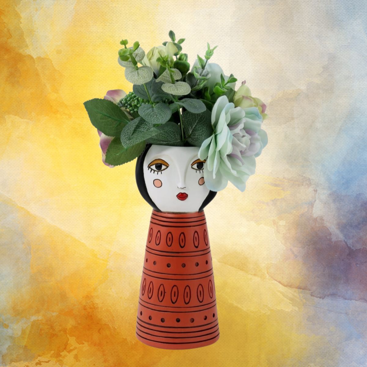 Lady Orange Planter - Vase - Handcrafted Polyresin Decor with Drainage - Oldboy&