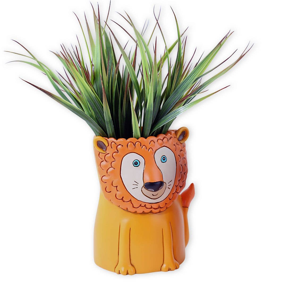 Lion Planter | Hand - Painted Polyresin Animal Planter with Drainage - Oldboy&