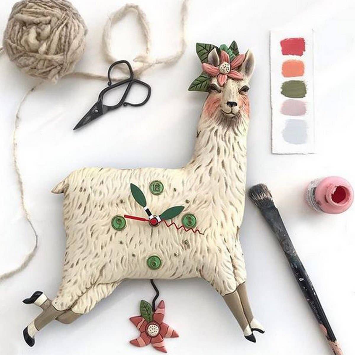 &quot;Llama Love&quot; Clock | Hand - Painted Nature - Inspired Wall Clock - Oldboy&