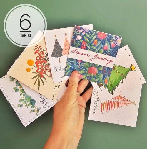 Plantable Christmas Cards - 6 Pack Seed Embedded Cards - Oldboy&