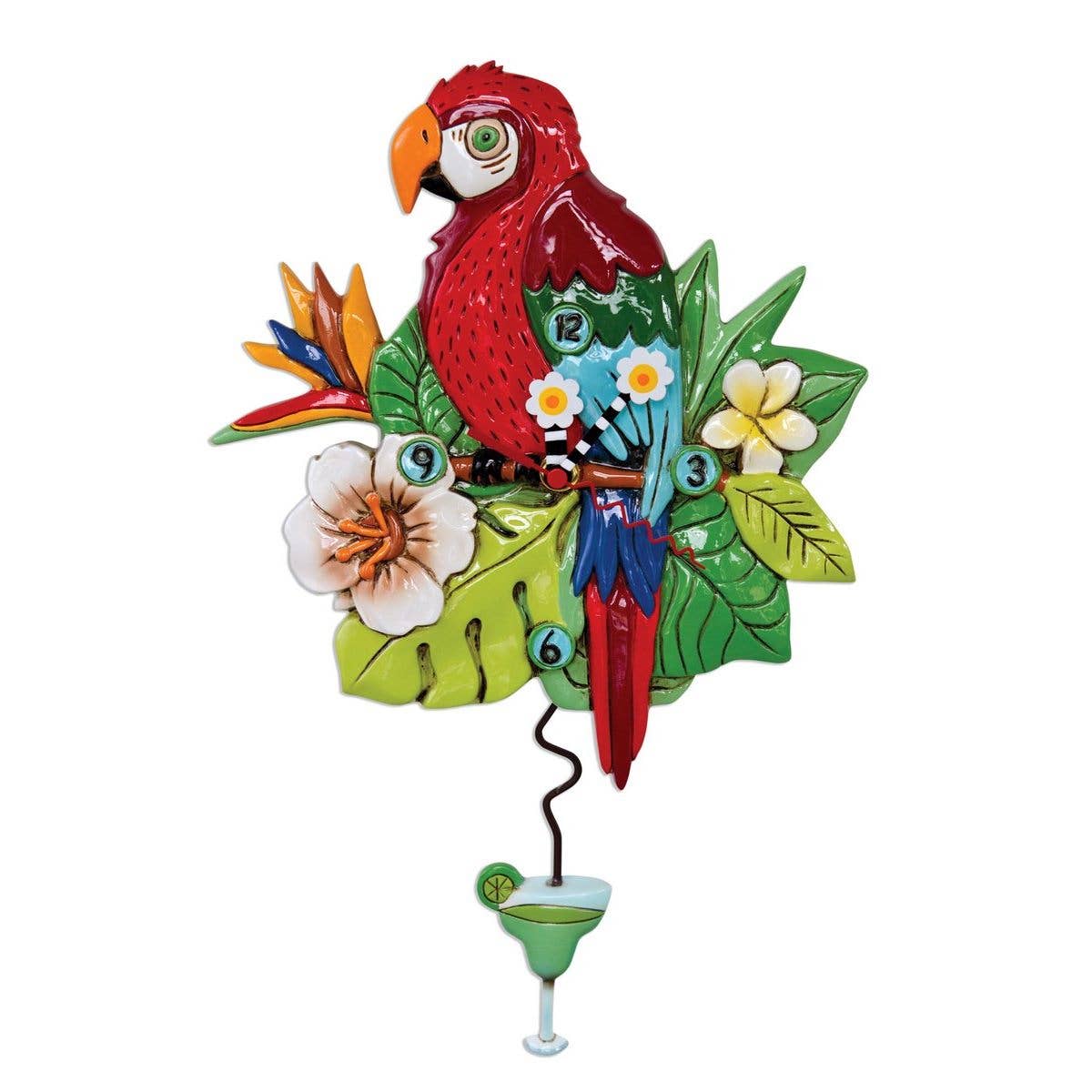 &quot;Polly Parrot&quot; Clock | Hand - Painted Nature - Inspired Wall Clock - Oldboy&