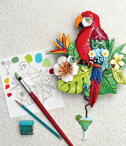 &quot;Polly Parrot&quot; Clock | Hand - Painted Nature - Inspired Wall Clock - Oldboy&