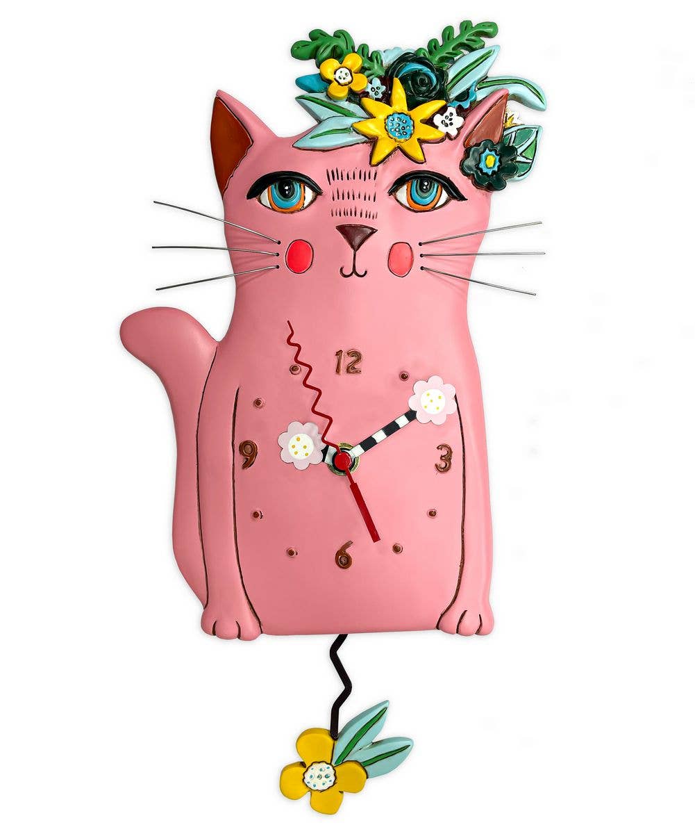 &quot;Pretty Kitty Pink&quot; Clock | Hand - Painted Nature - Inspired Wall Clock - Oldboy&