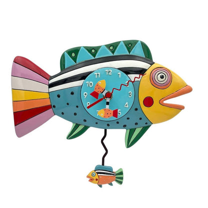 &quot;Rainbow Fish&quot; Clock | Hand - Painted Vintage - Inspired Wall Clock - Oldboy&