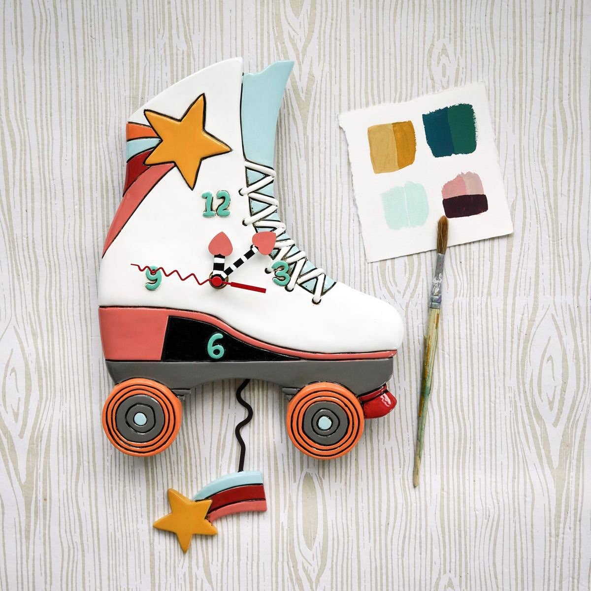 &quot;Roller Skate&quot; Clock | Hand - Painted Vintage - Inspired Wall Clock - Oldboy&