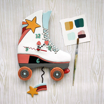 &quot;Roller Skate&quot; Clock | Hand - Painted Vintage - Inspired Wall Clock - Oldboy&