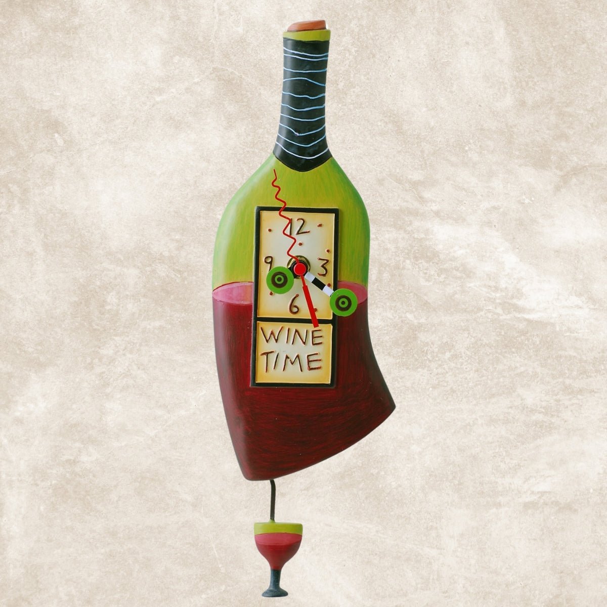 Wine Time Clock | Hand - Painted Wine Bottle Wall Clock - Oldboy&