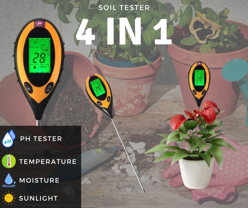 4 In 1 Digital Soil Tester pH Meter Thermometer Sunlight Moisture